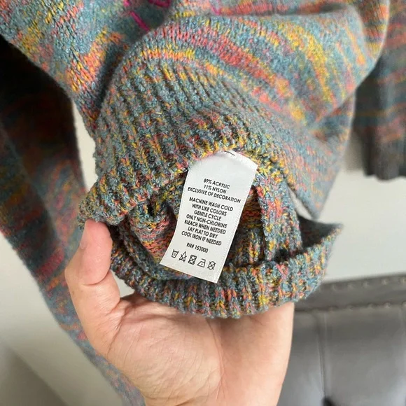 Ivory Ella Women’s  Multicolor preppy colorful Knit hoodie retro size S - Picture 4 of 7